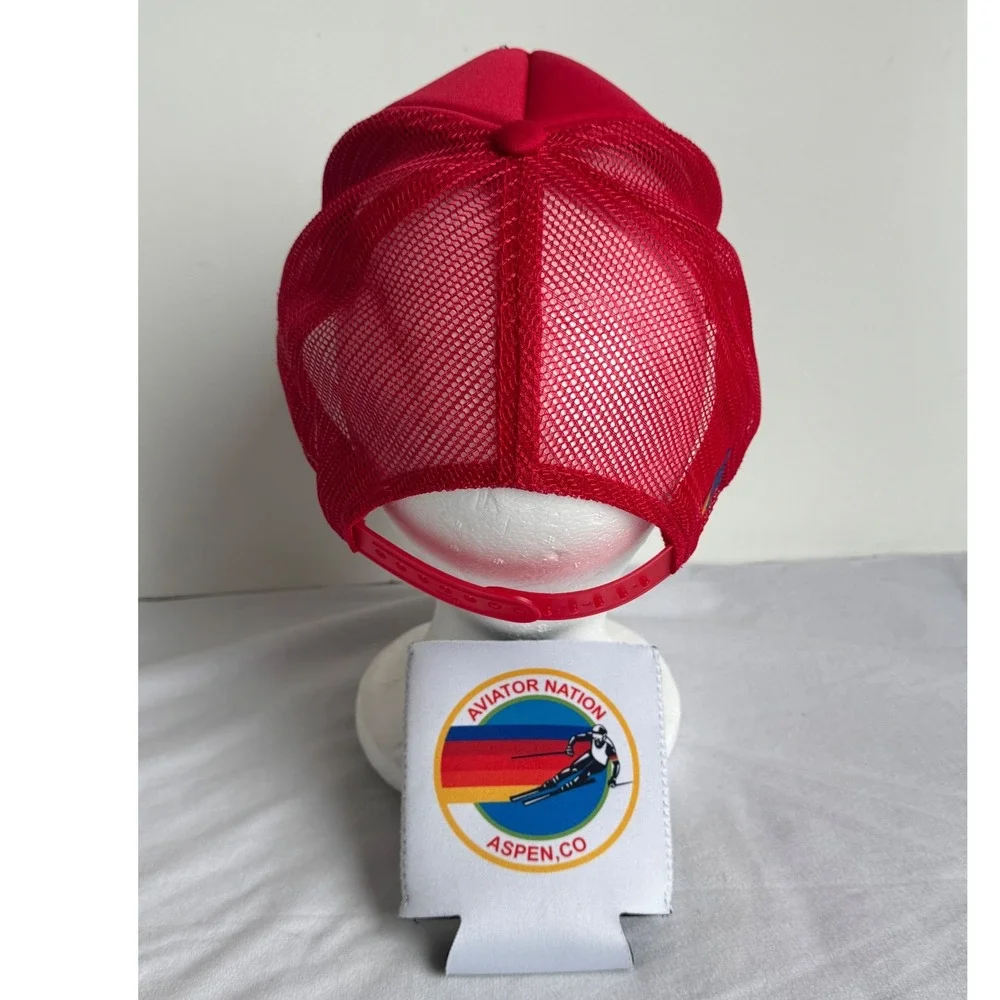Aviator Nation Red Lightning Bolt Trucker Hat Snapback Cap & AV Koozie Aspen CO